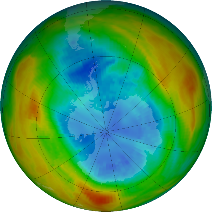 Antarctic ozone map for 03 September 1984